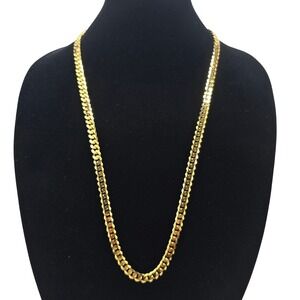 Monet Gold Tone Chain Necklace Cuban Link 7.8mm 30 Inch Vintage Jewelry